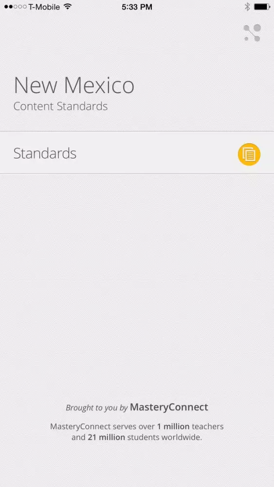 Ảnh chụp màn hình của New Mexico Content Standards