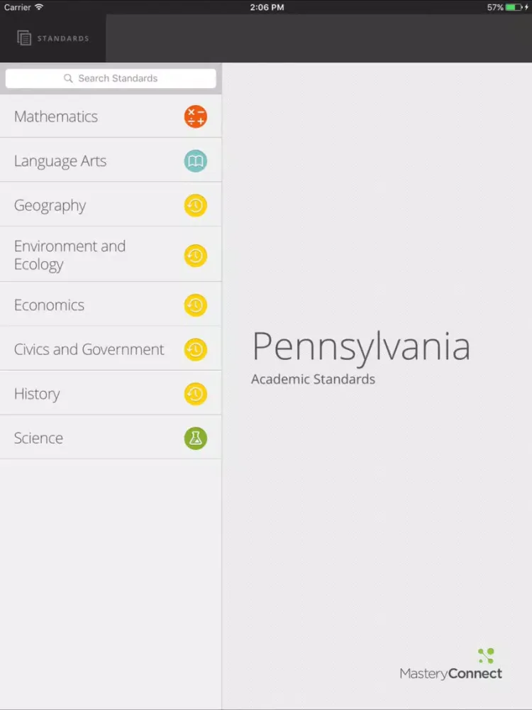 Zrzuty ekranu PA Academic Standards iPad 
