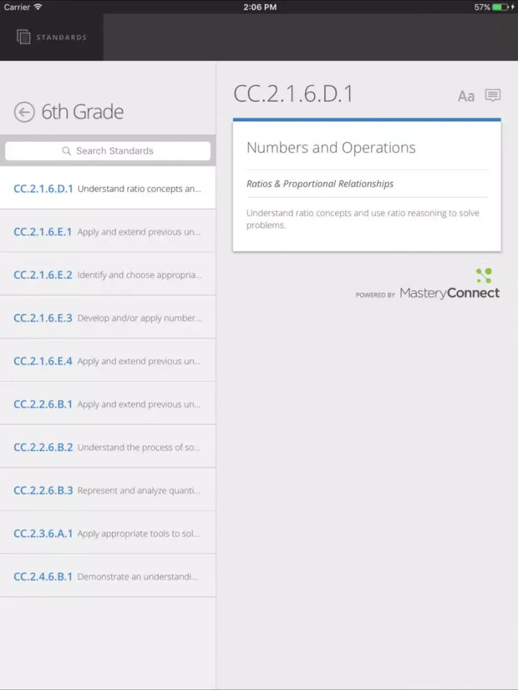 Zrzuty ekranu PA Academic Standards iPad 