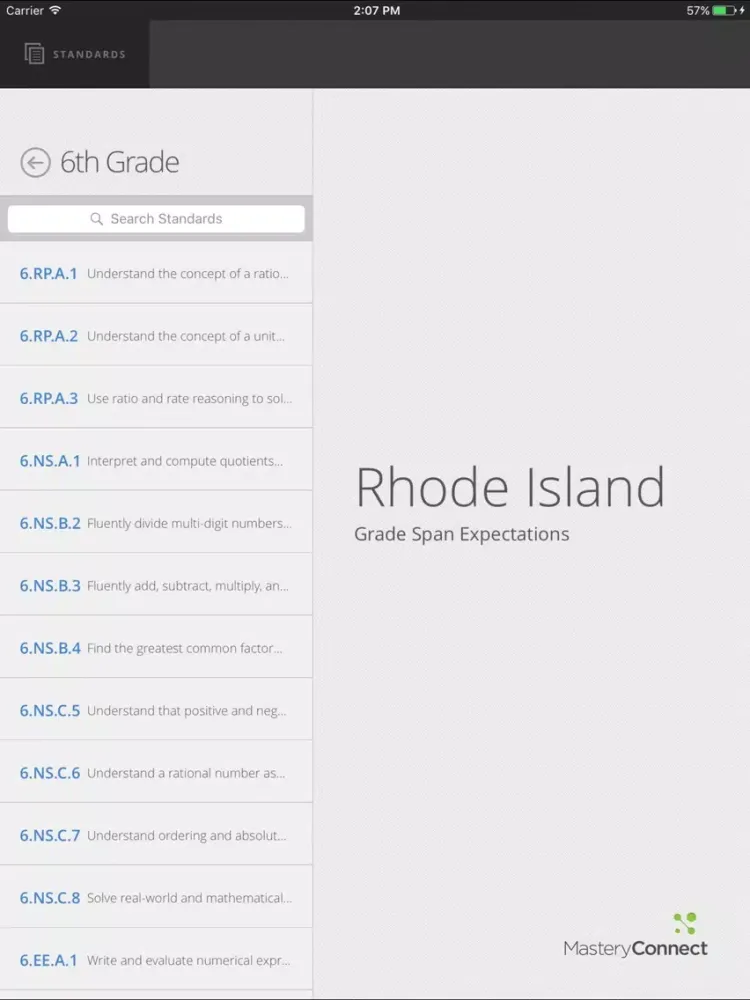 RI Grade Span Expectations iPad  স্ক্রিনশট