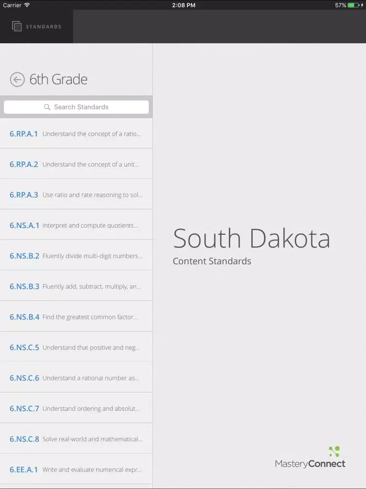 Capturas de pantalla de South Dakota Content Standards iPad 