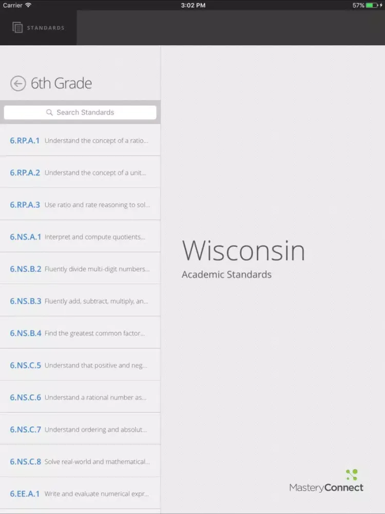 Capturas de tela do Wisconsin Academic Standards iPad 