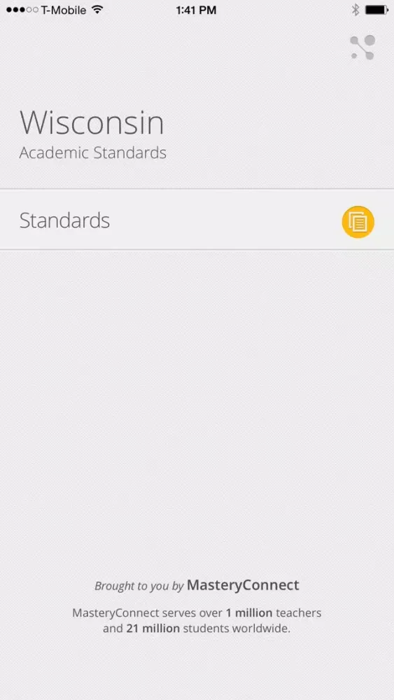 Capturas de tela do Wisconsin Academic Standards