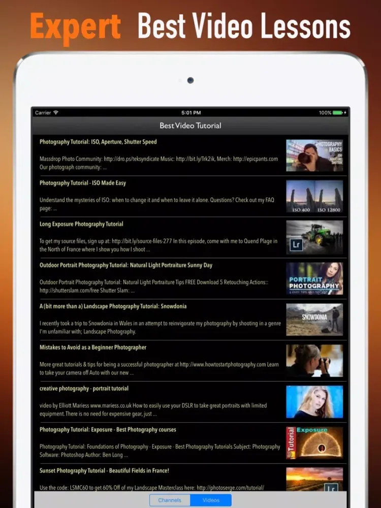 Ảnh chụp màn hình của Photography for Beginner-Tips and Tutorials iPad 