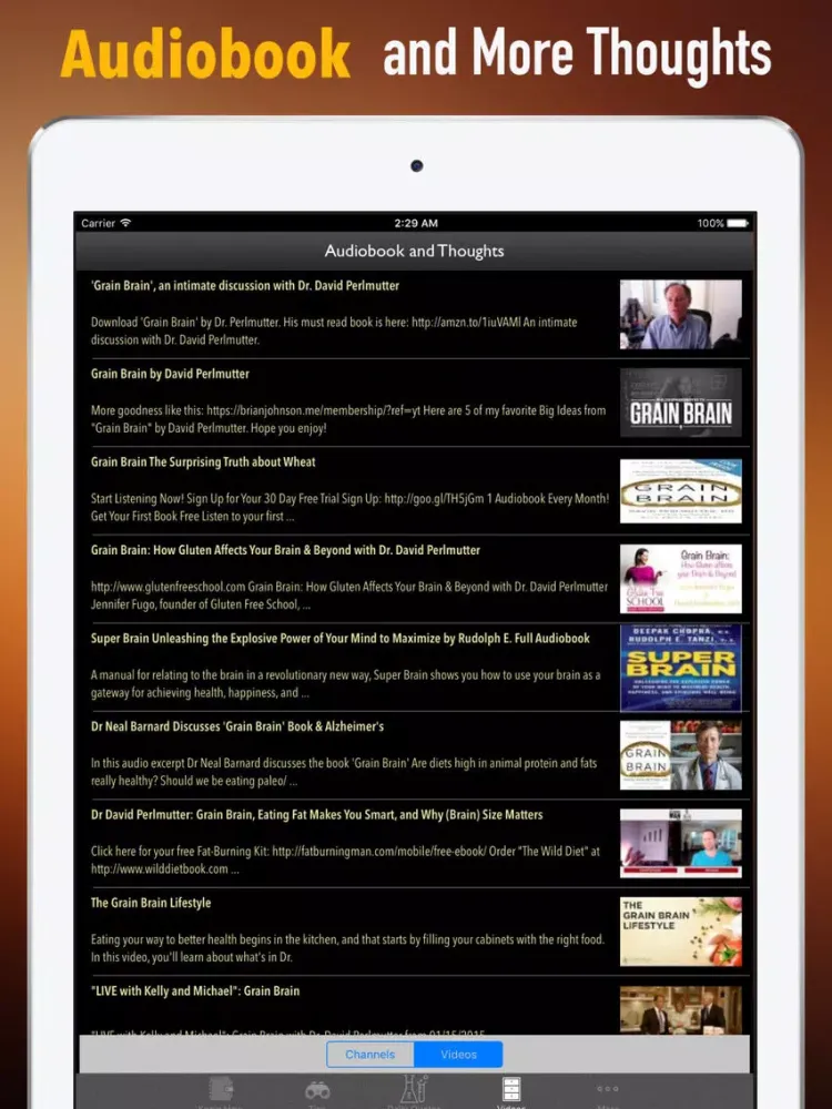 Quick Wisdom from Grain Brain:Carbohydrates iPad  Screenshots