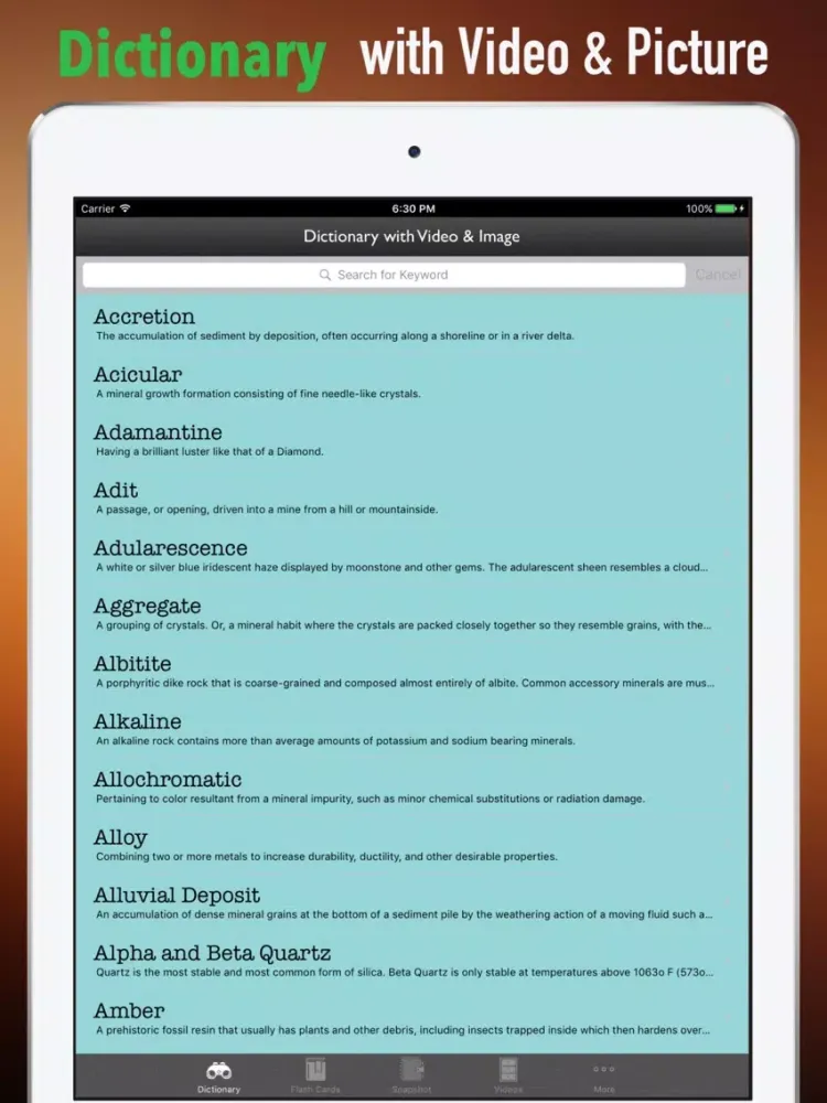 صور Mineralogy Glossary-Study Guide and Terminology iPad 