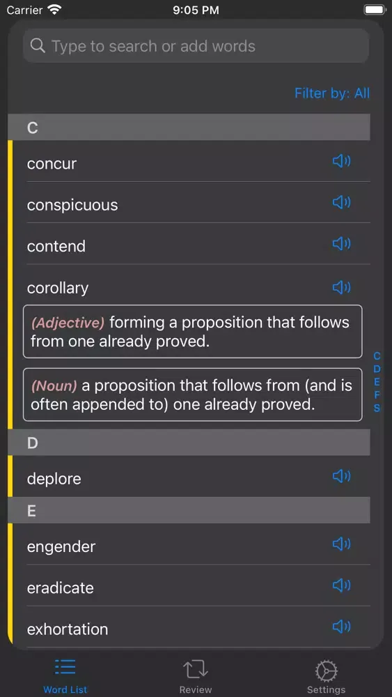 Capturas de tela do FlipIt - Vocabulary Flashcards