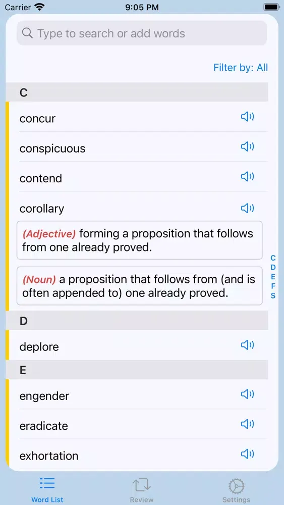 Capturas de tela do FlipIt - Vocabulary Flashcards