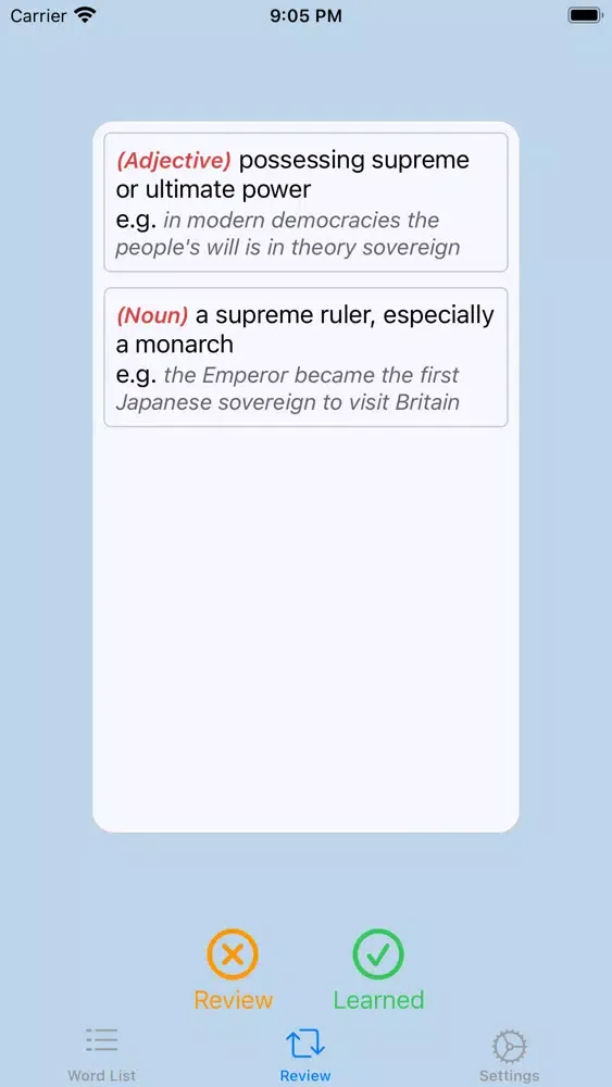 Capturas de tela do FlipIt - Vocabulary Flashcards