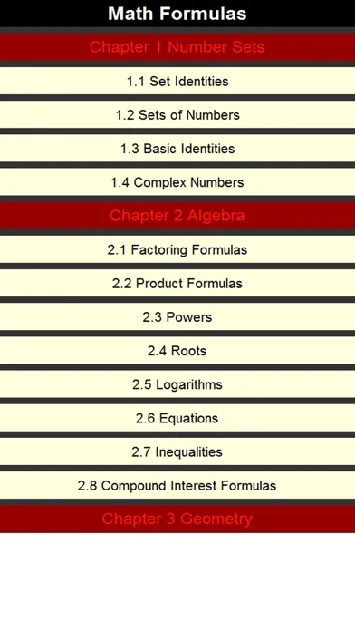 Math formulae handbook سکرین شاٹس