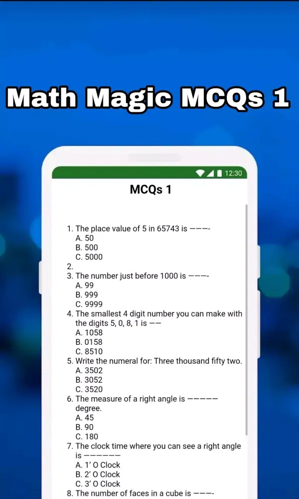 Ảnh chụp màn hình của Class 3 Maths in English