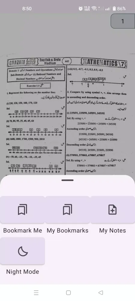 Ảnh chụp màn hình của 7th Maths PTB key and Book