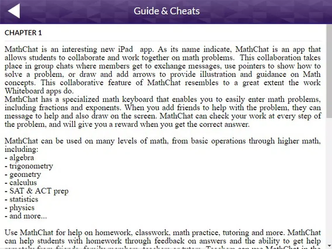تصاویر App Guide for MathChat iPad 