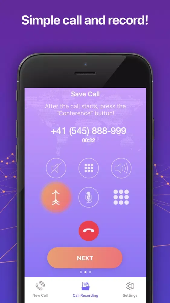 Ảnh chụp màn hình của Unlimited Call Recorder.
