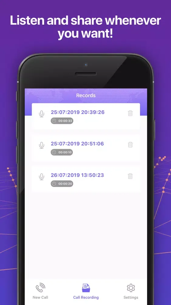 Ảnh chụp màn hình của Unlimited Call Recorder.