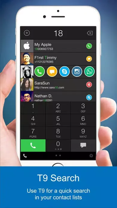 Tangkapan skrin One Touch Dial - T9 speed dial call your favorite contacts and quick photo dialer app launcher for social networks.