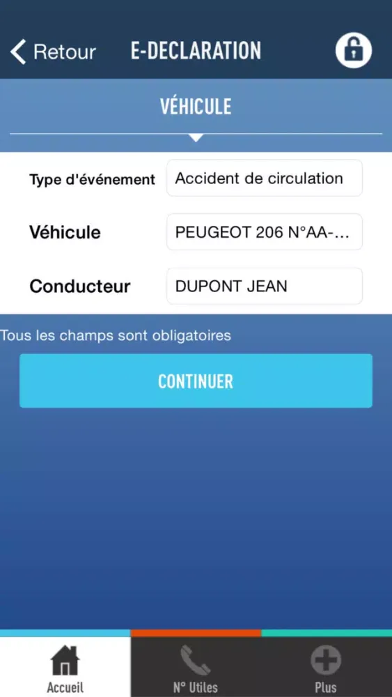 Tangkapan skrin E-déclaration Matmut