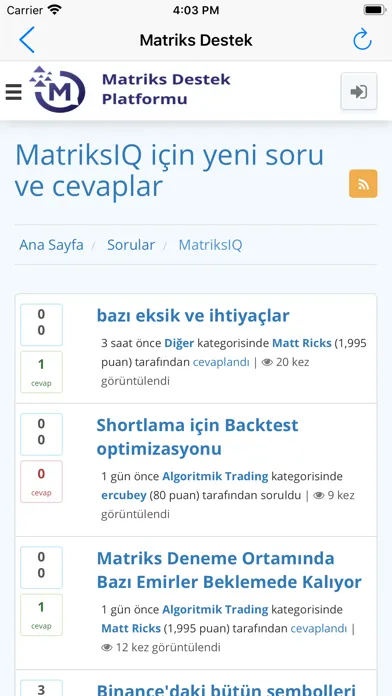 Capturas de pantalla de Matriks Destek Platformu