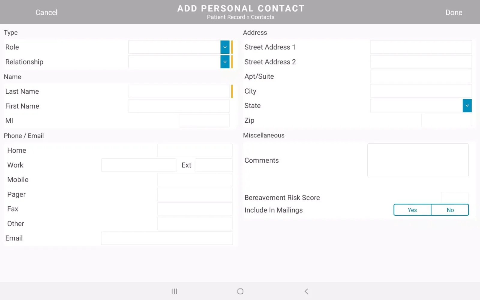 Capturas de tela do MatrixCare Clinical
