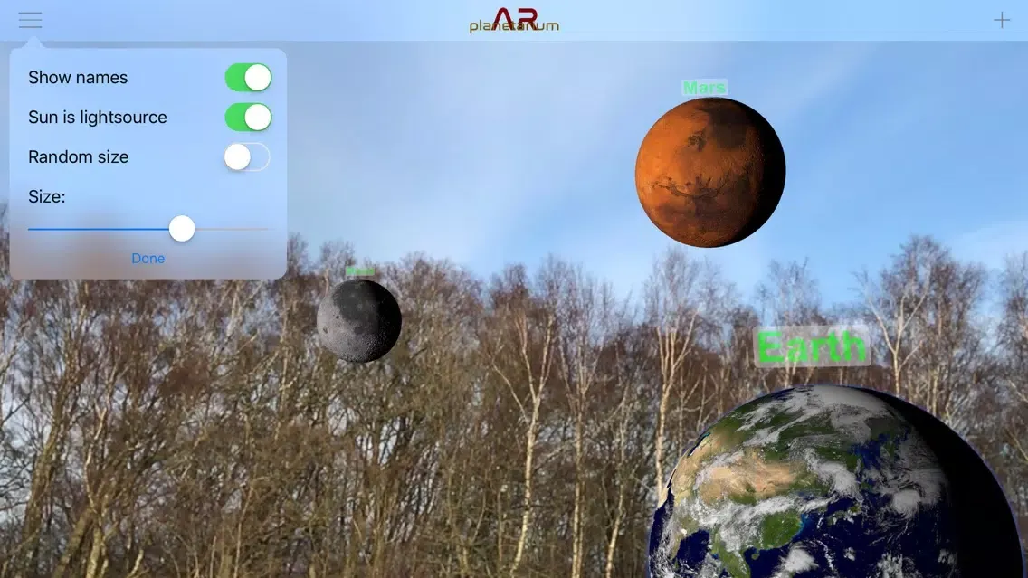 Zrzuty ekranu AR Planetarium