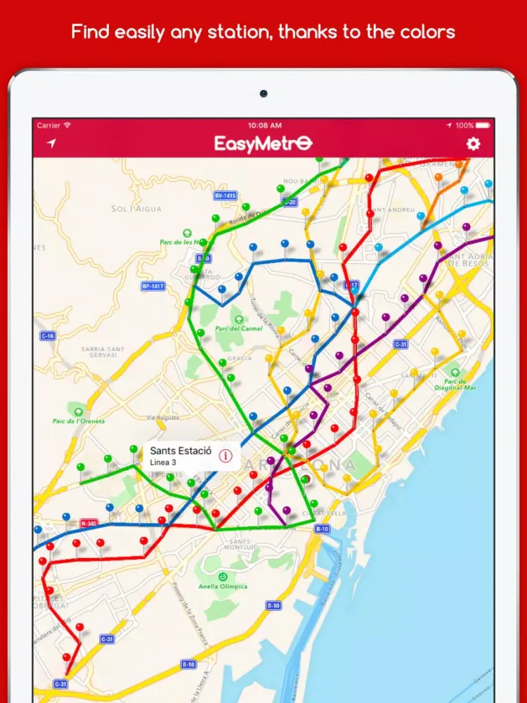 Tangkapan skrin EasyMetro TMB Barcelona - The Barcelona Metro iPad 