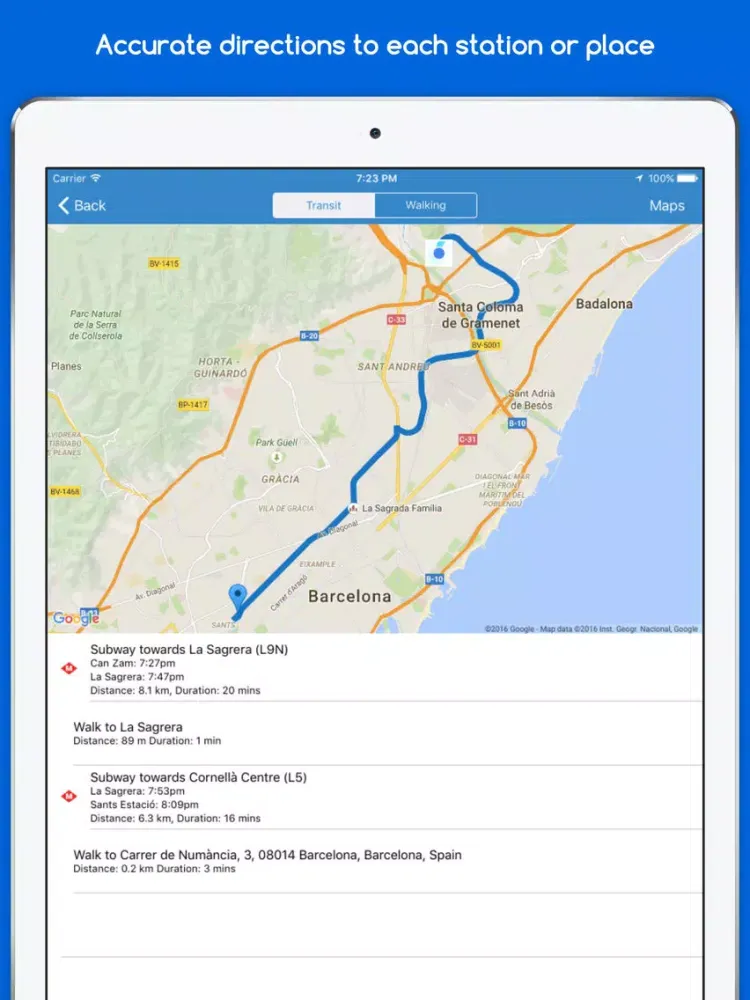 Tangkapan skrin EasyMetro TMB Barcelona - The Barcelona Metro iPad 