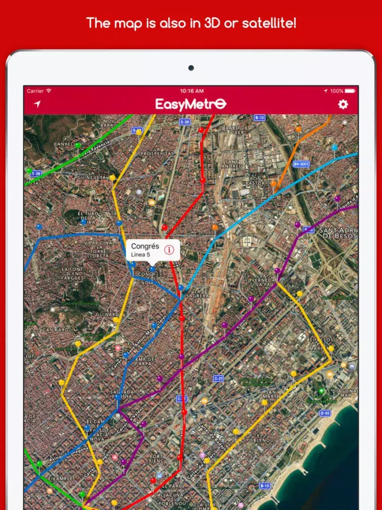 Tangkapan skrin EasyMetro TMB Barcelona - The Barcelona Metro iPad 