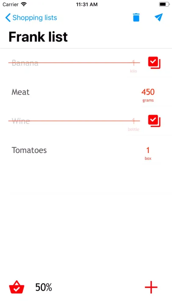 Ảnh chụp màn hình của QuickList simple Shopping List