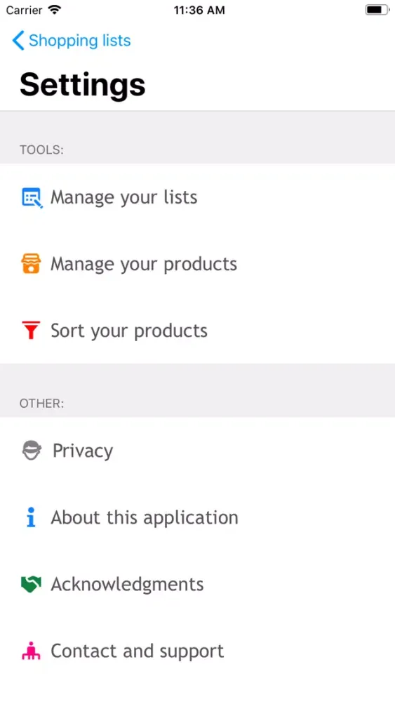 Ảnh chụp màn hình của QuickList simple Shopping List