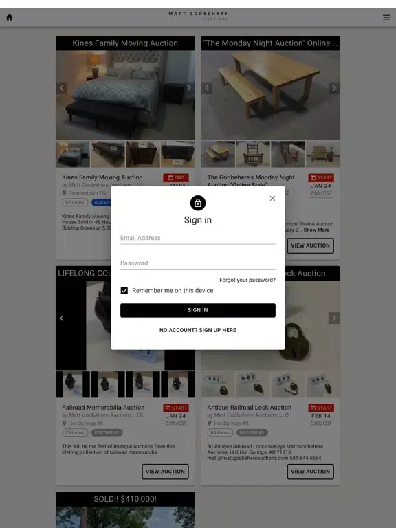 Matt Godbehere Auctions iPad  Ekran Görüntüleri