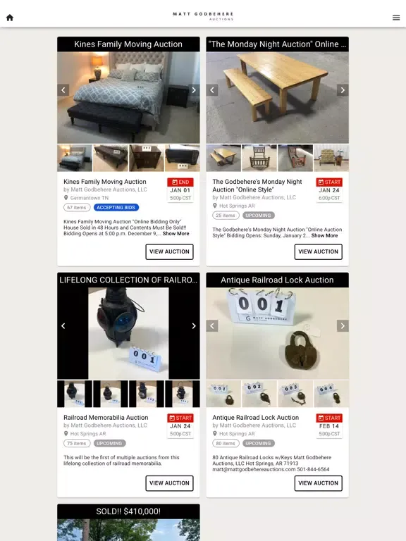 Matt Godbehere Auctions iPad  Ekran Görüntüleri