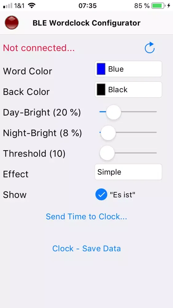 BLE Wordclock Configurator स्क्रीनशॉट