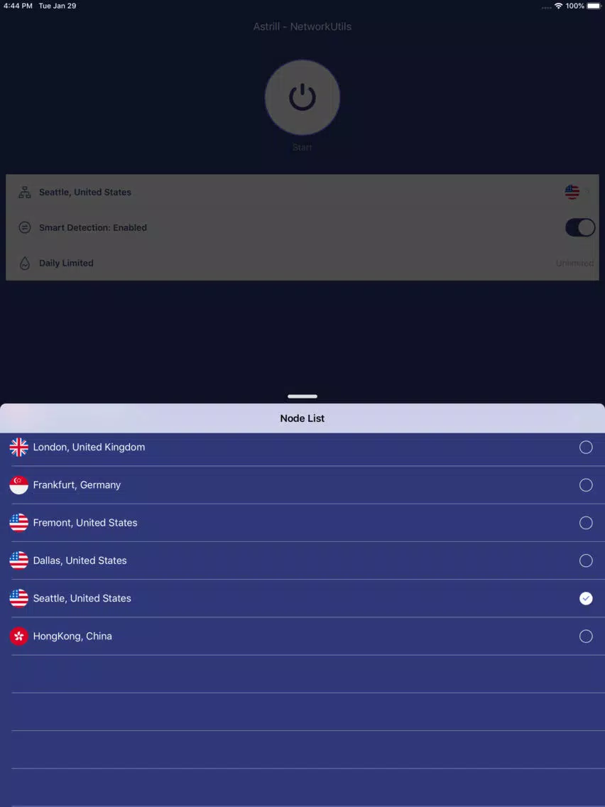Captures d'écran de Astrill-Speed APN wifi Testing iPad 
