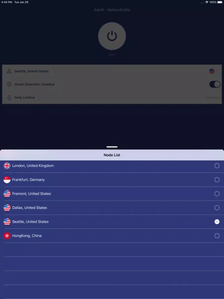 صور Astrill-Speed APN wifi Testing iPad 