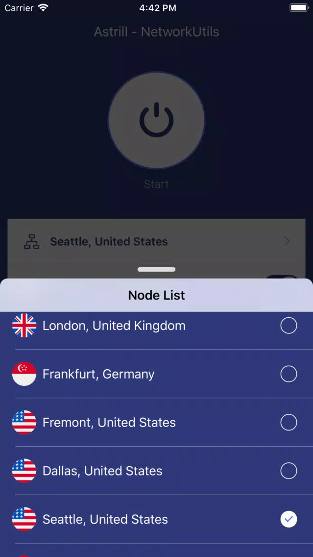 Captures d'écran de Astrill-Speed APN wifi Testing