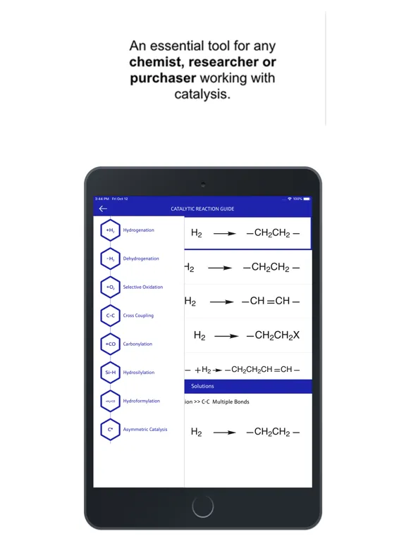 Catalytic Reaction Guide iPad  Screenshots