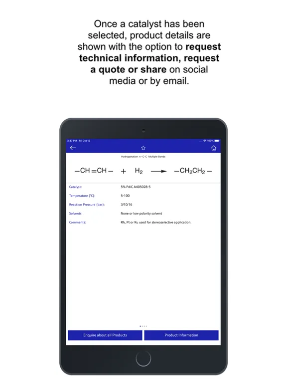 Catalytic Reaction Guide iPad  Screenshots