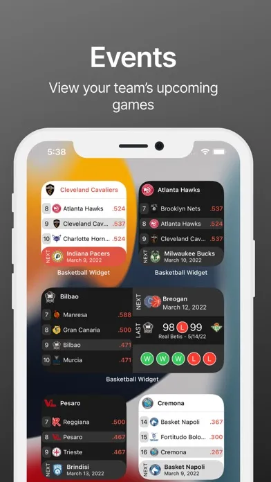 Standings - Basketball Widget سکرین شاٹس