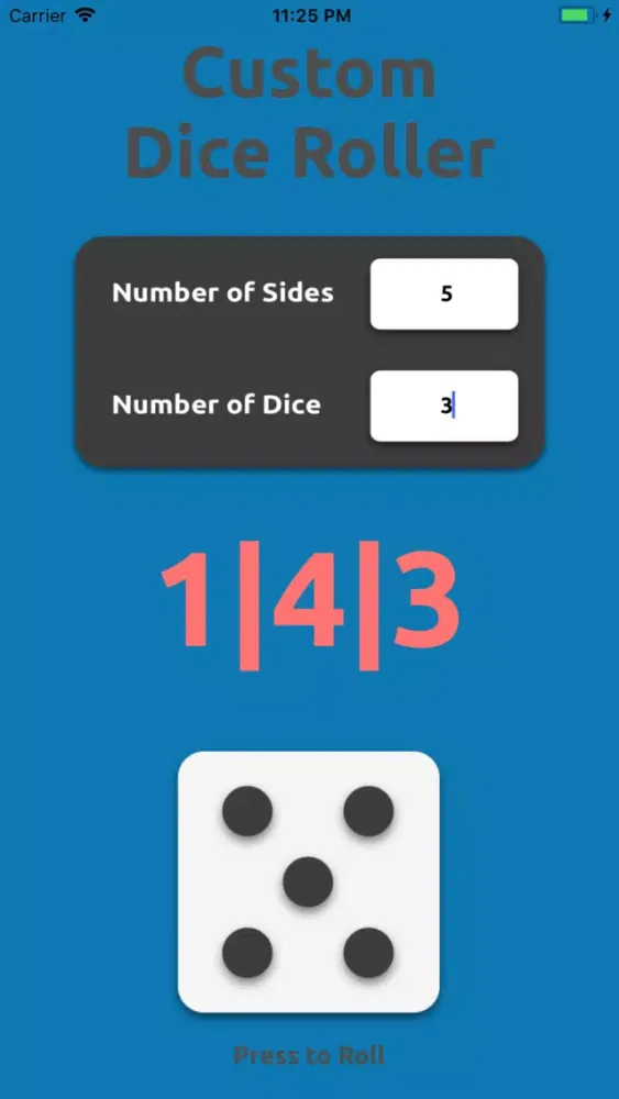 Tangkapan layar Custom Dice Roller