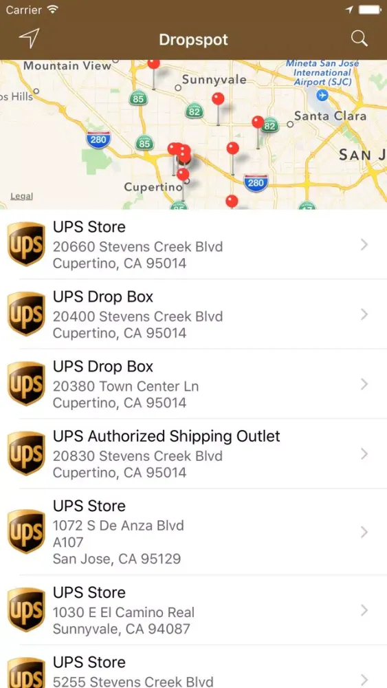 Capturas de pantalla de Dropspot - Find UPS Locations
