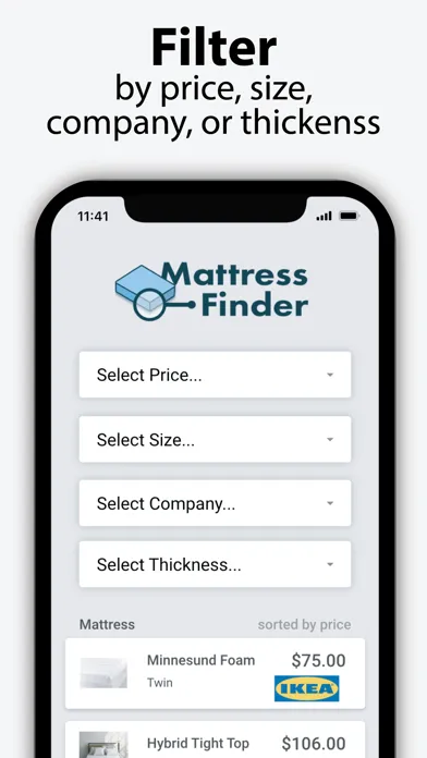 Ảnh chụp màn hình của Mattress Finder