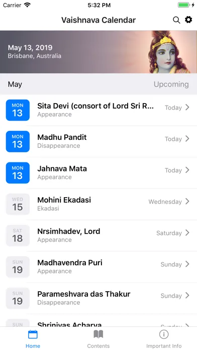 Vaishnava Calendar Screenshots