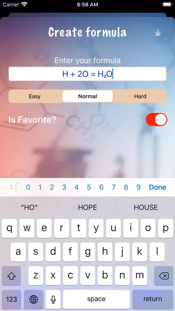 ภาพหน้าจอของ Drawing up a chemical formula