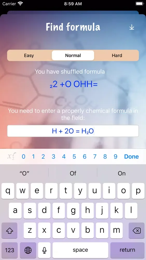 ภาพหน้าจอของ Drawing up a chemical formula