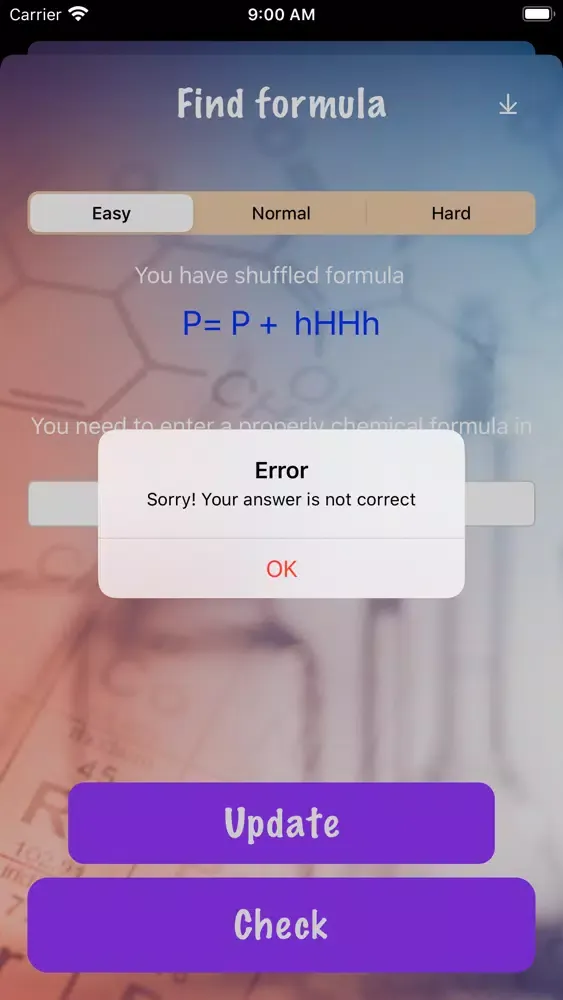 ภาพหน้าจอของ Drawing up a chemical formula