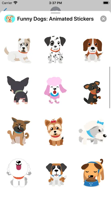 Tangkapan skrin Funny Dogs: Animated Stickers