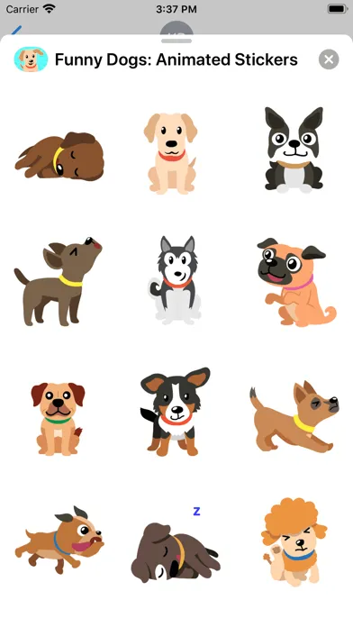 Tangkapan skrin Funny Dogs: Animated Stickers