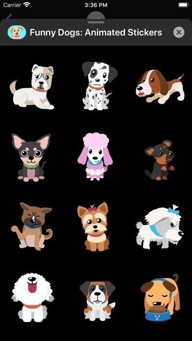 Tangkapan skrin Funny Dogs: Animated Stickers