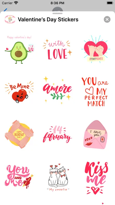 ภาพหน้าจอของ Valentine’s Day Stickers ⋆
