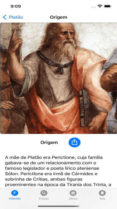Capturas de tela do Platão App